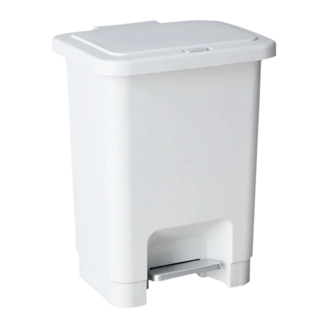 Un cubo de basura sencillo y versátil con pedal, perfecto para baños, cocinas, Blanco Gris