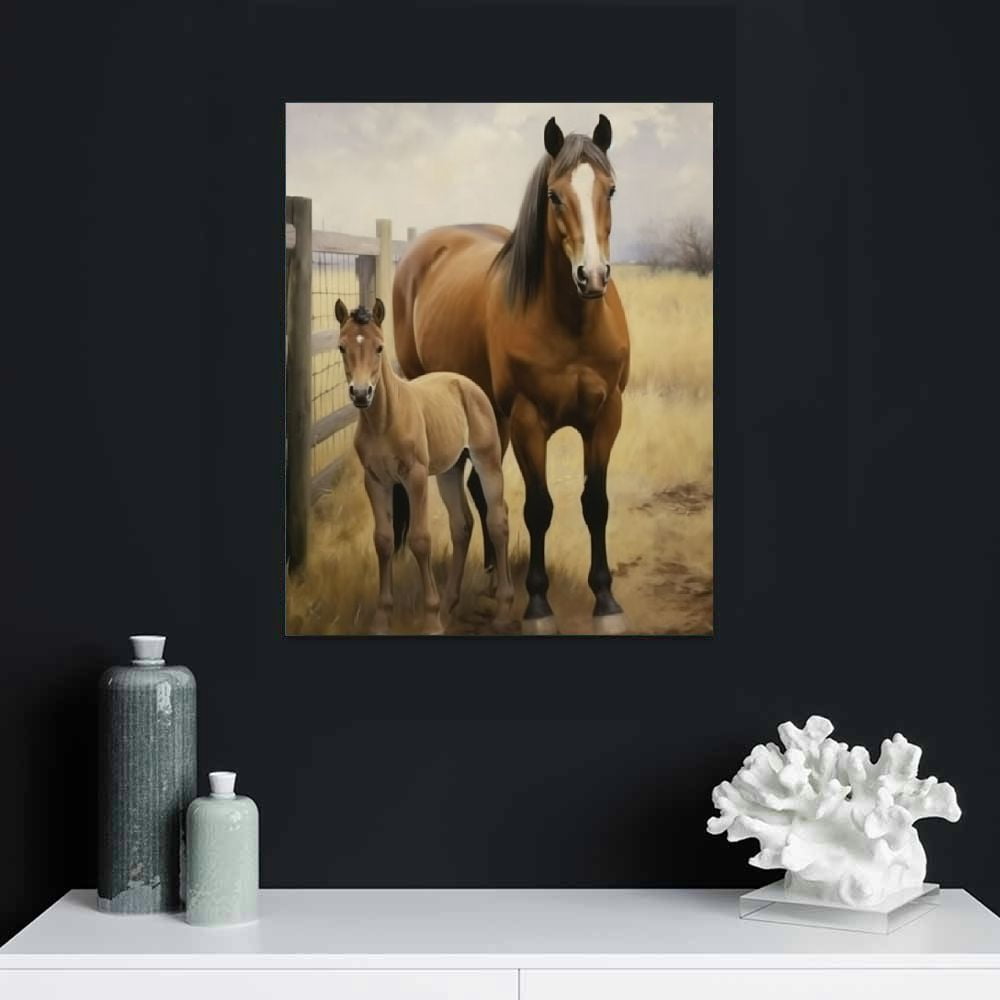 JEUXUS Farmhouse Horse Wall Art Horse Pictures Wall Decor Rustic Country Old Barn Canvas Painting Prints Modern Artwork Home Decoration 16\x20\ 