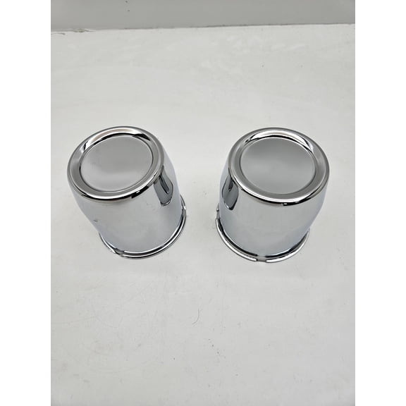 2- Chrome Metal Trailer Wheel Center Hub Cap Covers / 3.19 Bore / Closed End