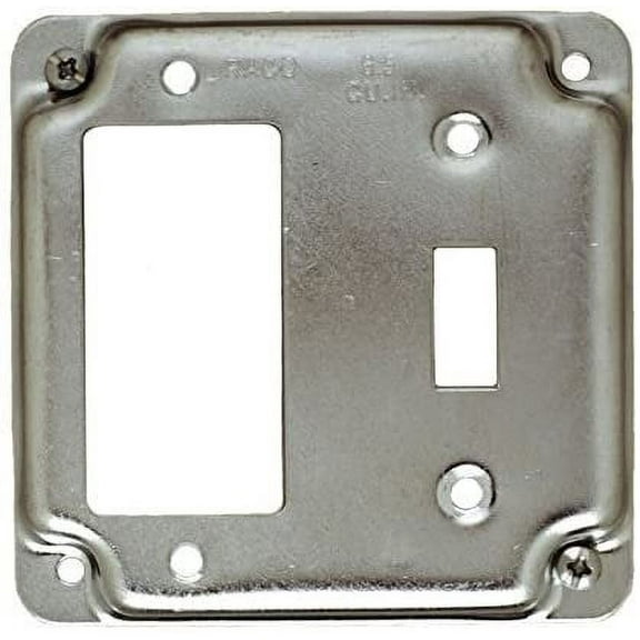 RACO Square Box Cover GFCI & Toggle Switch 814C - Silver, 15 Amps