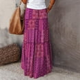 thumbnail image 2 of Lolmot Skirts for Women Floral Printing Long Skirts Casual Ruched Ruffles Elastic High Waist Pleated Swing A-Line Boho Beach Maxi Skirt, 2 of 3