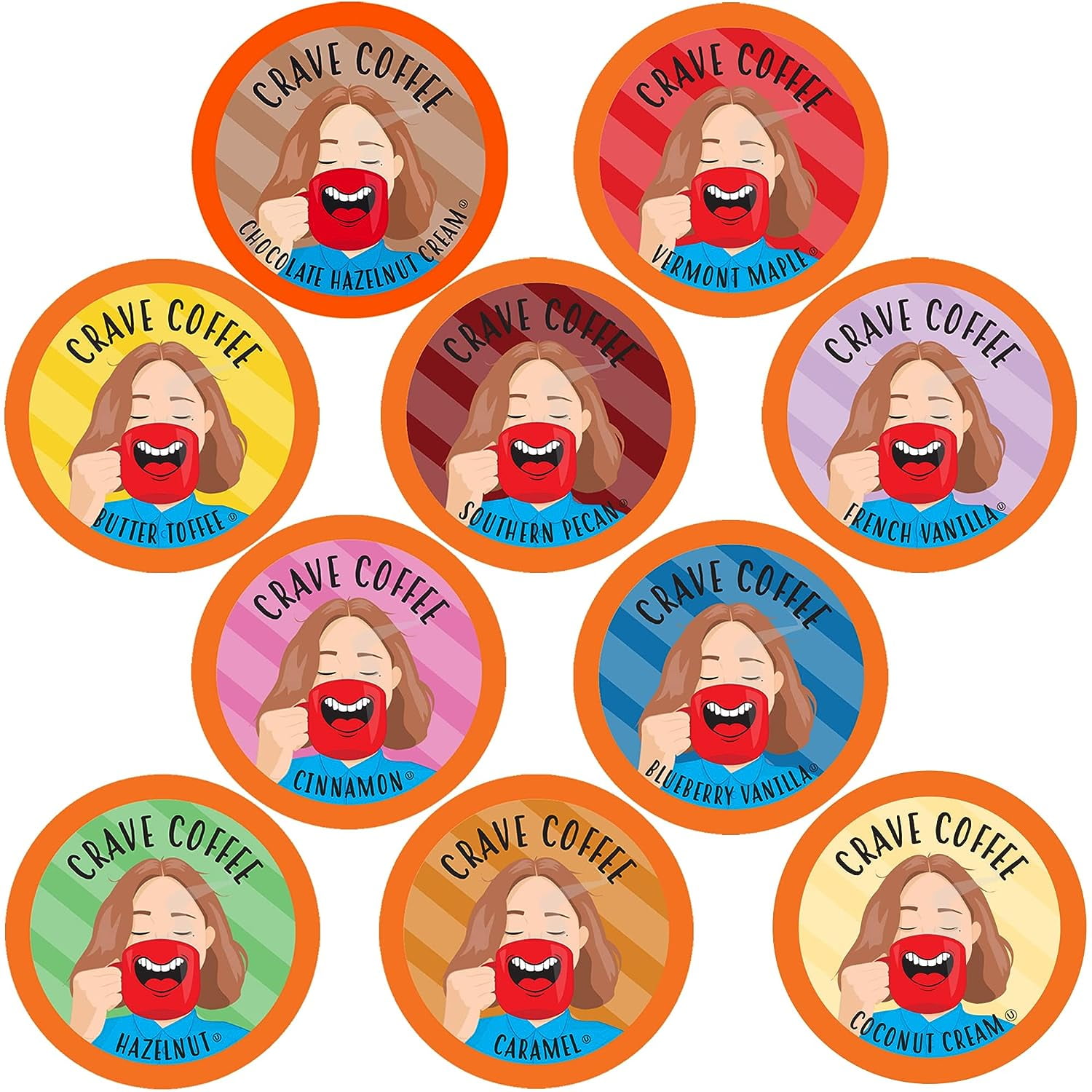 crave coffee flavored coffee variety pack, compatible with 2.0 k-cup brewers, 100 count