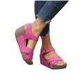 thumbnail image 4 of Viluyesy Sandals for Womens, Open Toe Thick Sole Adjustable Buckle Spring Summer Causal Beach Wedge Shoes Hot Pink 7.5, 4 of 9