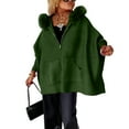 thumbnail image 3 of Women's Fashion Casual Button Long Sleeve Round Neck Plush Jacket for Daily Wear, Winter Outings, and Holiday Gatherings,Army Green,L, 3 of 7