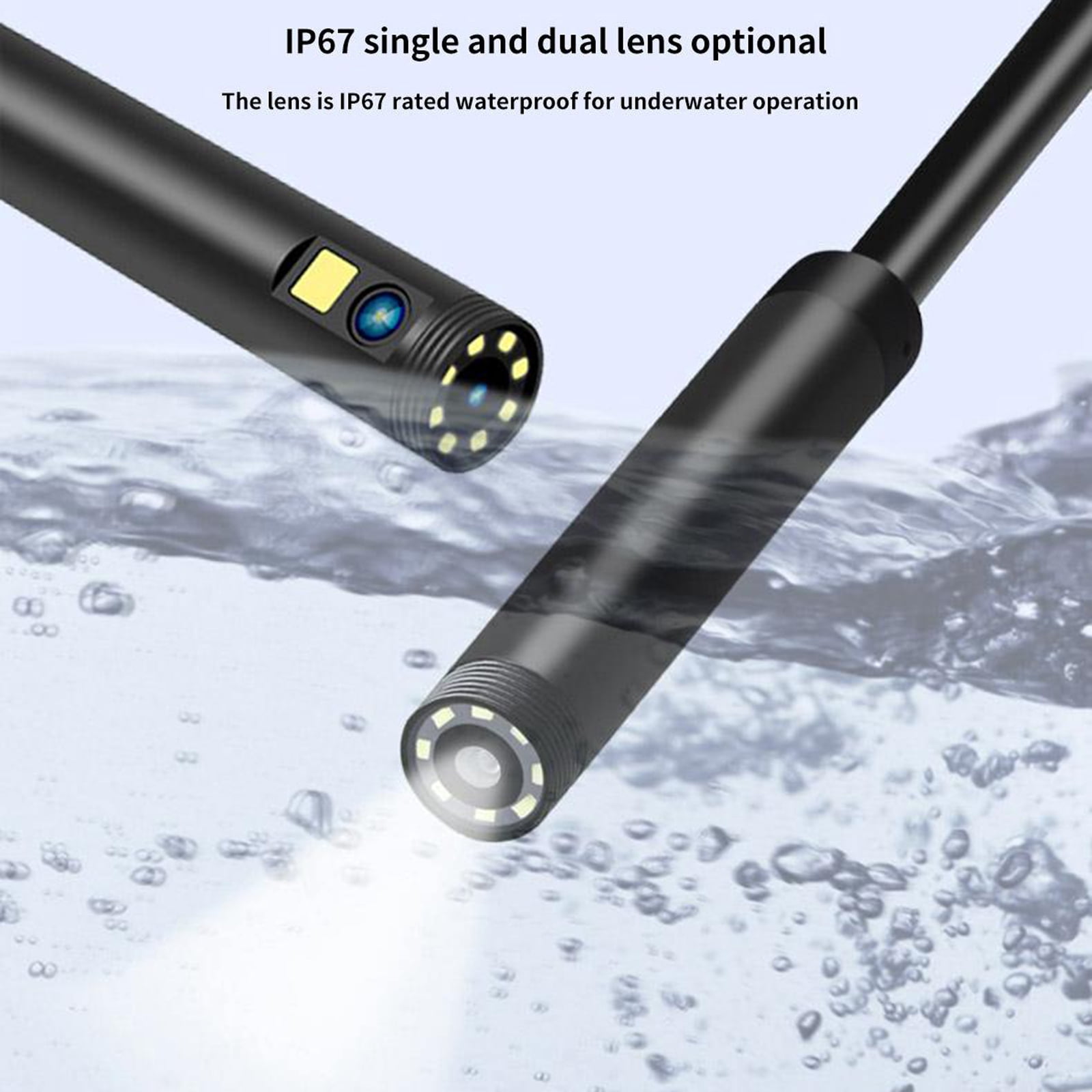 With Endoscope Camera With Light, HD 1080P Borescope With 5'' LCD Screen 8 Adjustable LED Lights Bracket, Single-Lens Inspection Camera With 16.4ft  Cord, Black