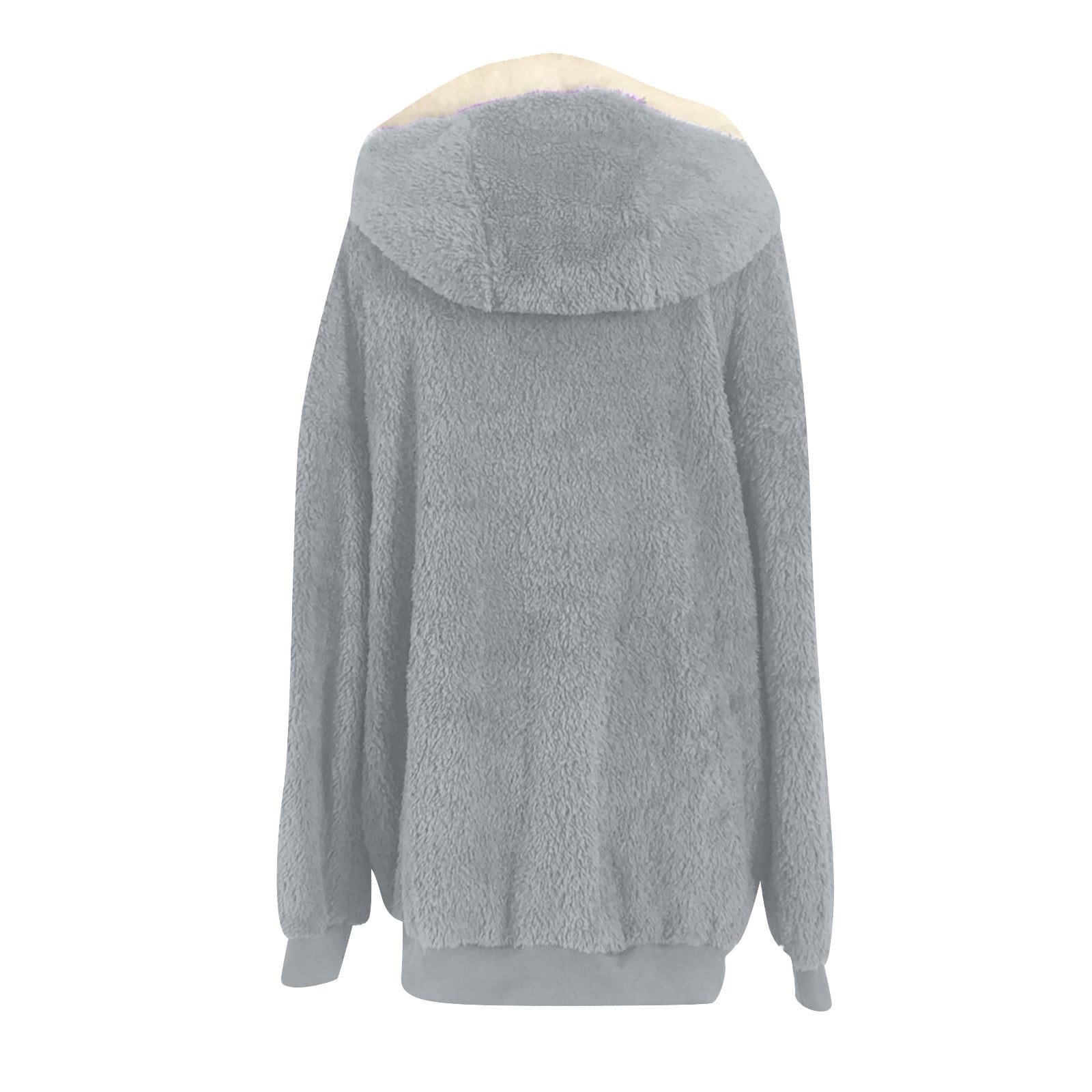 Plus Size Winter Coats for Women Size S-5X Plus Size Fleece Jackets Womens Long Sleeve Zip Up Solid Color Thermal Sherpa Coat with Pockets and Hoodie