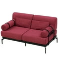 thumbnail image 5 of Harper & Bright Designs Modern Loveseat Sofa with Metal Leg, 2-Seater Couch Sofa with USB Ports and Unique Cylindrical Armrests for Living Room, Red, 5 of 11