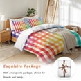 thumbnail image 7 of Rainbow Stripes Bedding Duvet Cover Set King Size 4 Pieces Gradient Striped Watercolor Bedding Set with Zipper Closure, 1 Comforter Cover 92x106 Inches 1 Flat Sheet & 2 Pillow Cases, 7 of 7