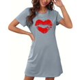 thumbnail image 5 of Sakmal Robe de Nuit Moomoo Confortable pour Femmes Grande Taille Courte Grise Robe de Maison à Manches Courtes Imprimé Cœur Chemises de Nuit pour Femmes, 5 of 5