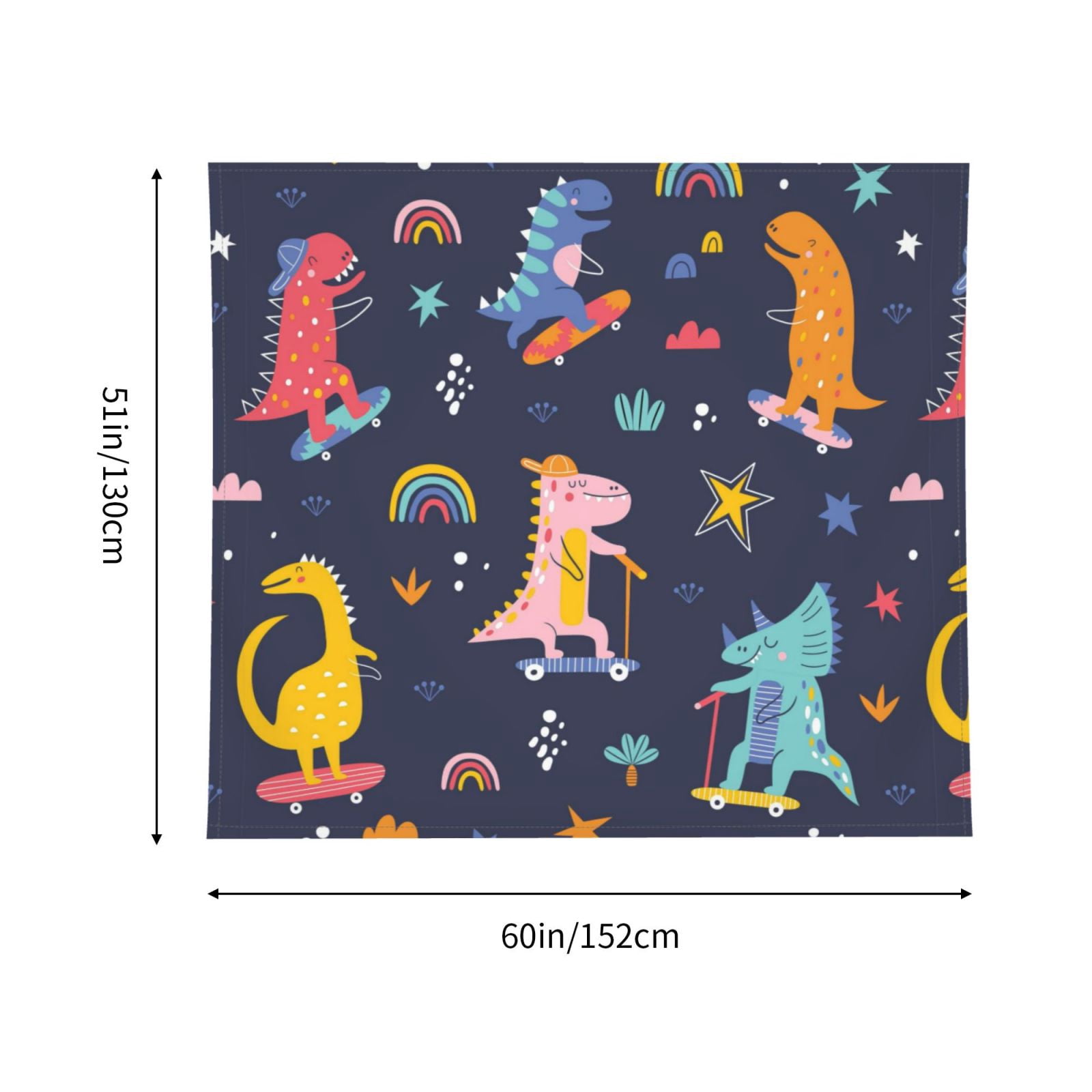 Xecao Cartoon Dinosaur Scooter Sport Blue patten Tapestry 60x51 Inches Wall Hanging Poster Tapestry for Living Room Bedroom Home Decor