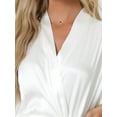 thumbnail image 4 of DARING DIVA Women's Satin Silky 3/4 Sleeves Tie Waist Loungewear Robes S White, 4 of 6