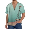 thumbnail image 7 of Lsque Vintage Brass Balance Scale print Men's Cuban Collar Short Sleeve Shirt Summer Beachwear Casual Button Down Fashionable Vacation Leisure Shirt-Medium, 7 of 7