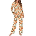 thumbnail image 2 of FOR U DESIGNS Thanksgiving Pumpkin Pajama Sets for Women 2 Piece Button Down Long Sleeve Button Pajama Tops for Women Size XS Button Up Pajamas Pants for Women Winter, 2 of 7