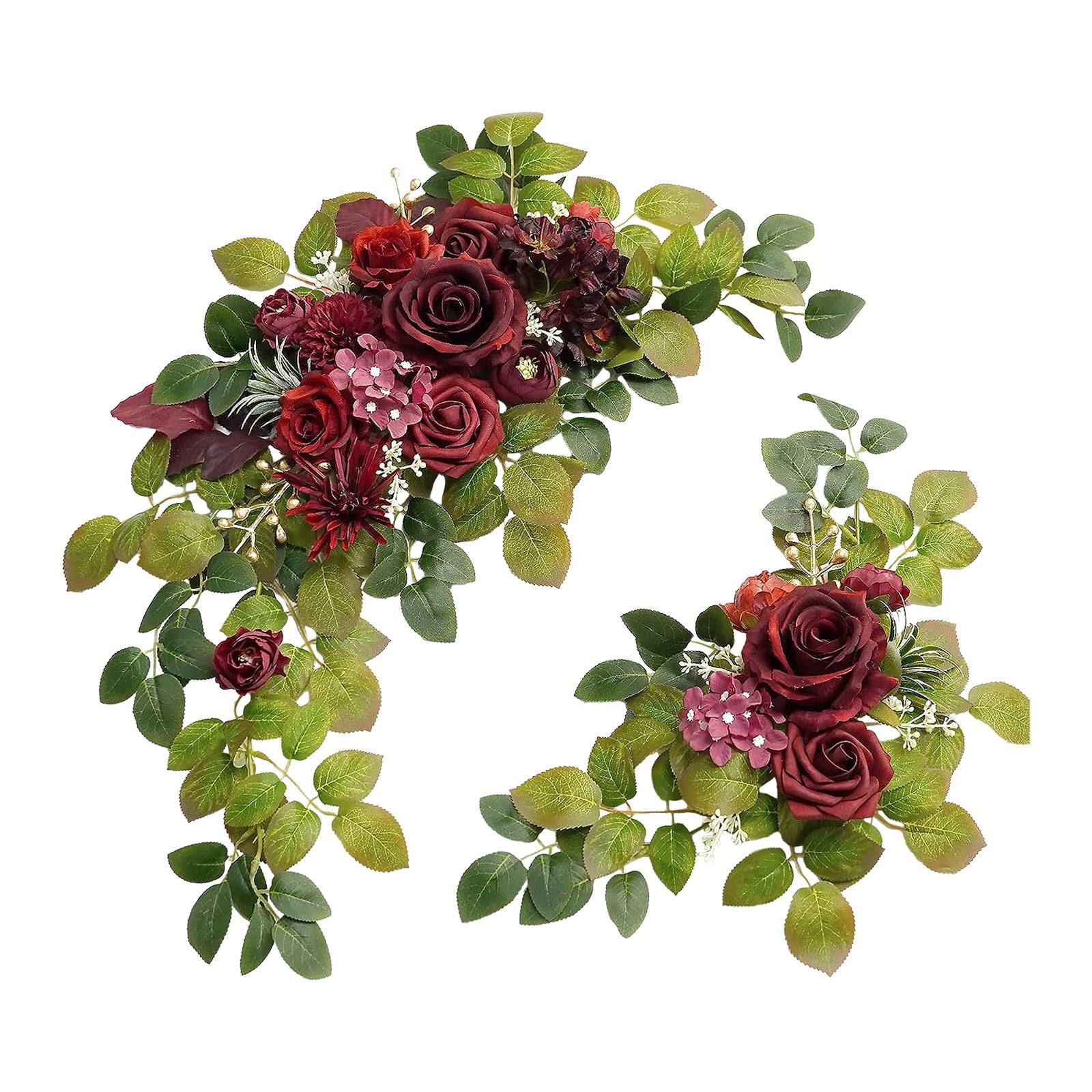 perfeclan 2Pcs Wedding Arch Flowers Artificial Flower Rustic Centerpiece Wedding Decor Flower Arrangement for Wedding Ceremony Backdrop Red