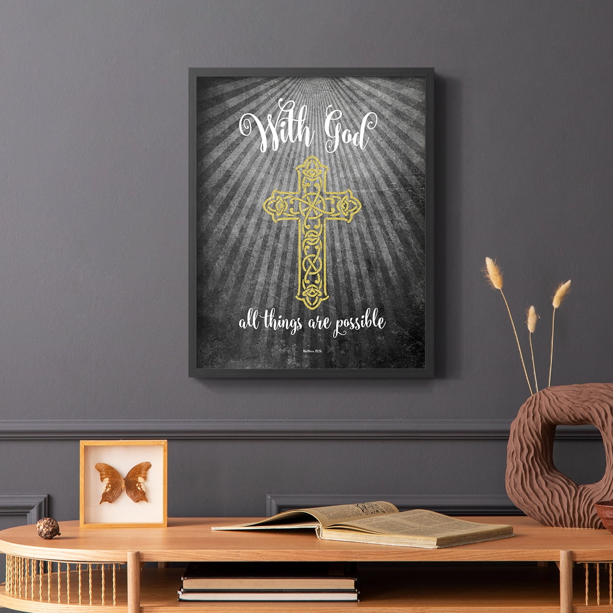 With God Gold Framed Print - Solid Wood in Single Picture Frame Solid Wood 2 Framed Print