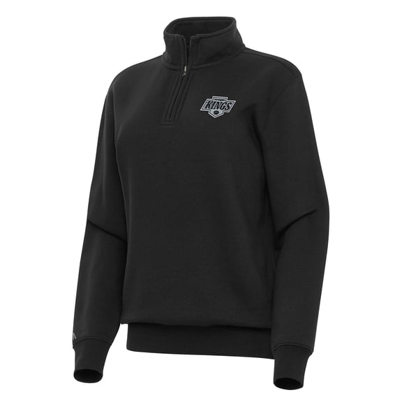 Women's Antigua Black Los Angeles Kings Victory Quarter-Zip Sweatshirt