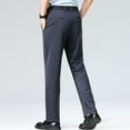 thumbnail image 2 of Elvqul Gray Dress Pants Men Flat Front Big and Tall Slim Fit Work Cotton Straight Stretch Dress Pants, 2 of 5