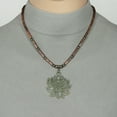 thumbnail image 3 of Antique Gold Patina Vintage Style Lotus Flower Pendant and Wood Beaded Necklace-18, 3 of 4