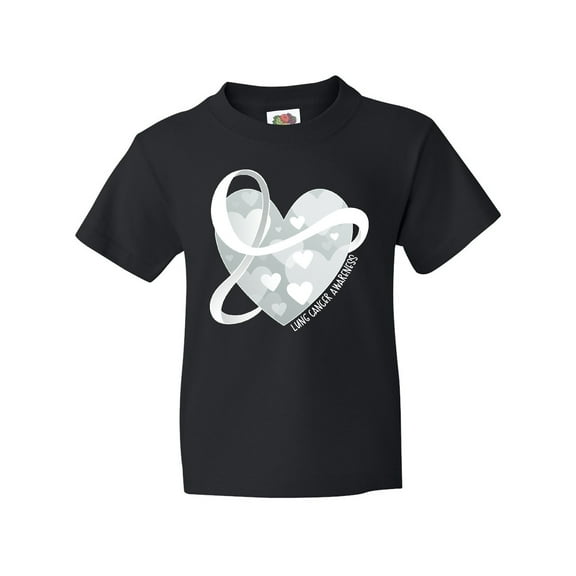 Inktastic Lung Cancer Awareness White Ribbon Around Heart Youth T-Shirt