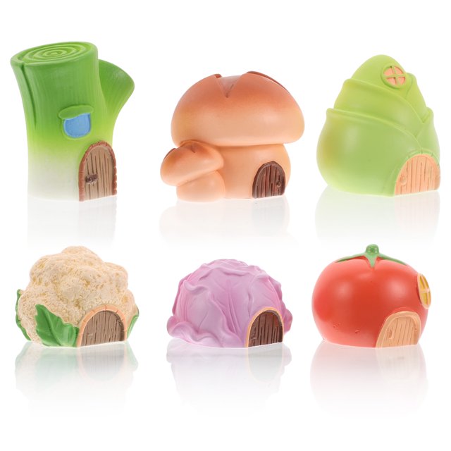 unbranded 6Ud Miniaturas De Casa Vegetal En Resina Para De Jardín Y Terrarios Multicolor