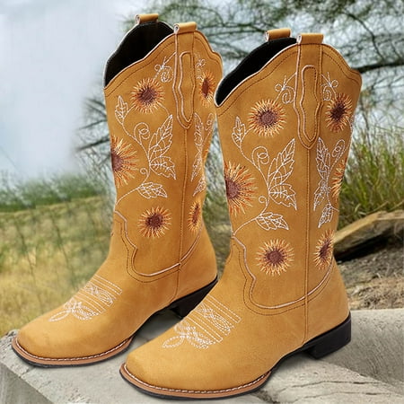 

TALKVE Style Embroidered Toe Women s Ethnic Fashion Boots Heel Size Large women s boots
