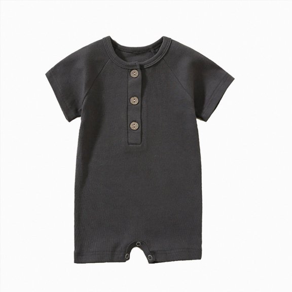 enyan Baby Boy Clothes Casual Elastic Waist Short Sleeve Bodysuit Cute Print Crewneck 3M 6M 9M 12M 18M 24M Baby Clothes Dark Gray,3-6 Months