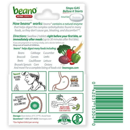 Beano Digestive Enzyme, Gas Prevention & Digestive Enzyme Supplement, 30 Count
