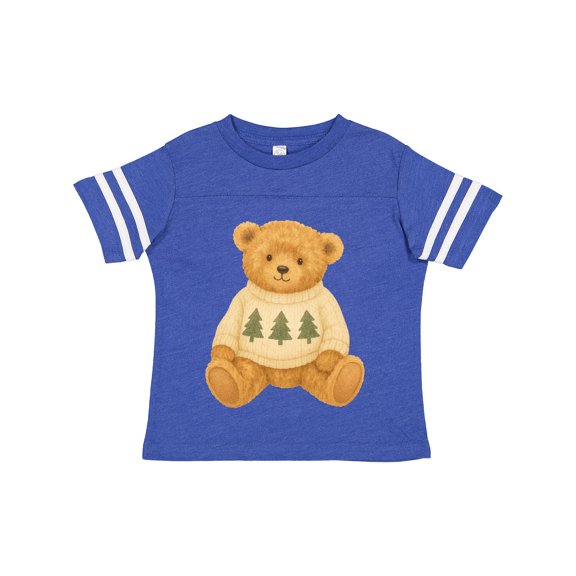 Inktastic Vintage Teddy Bear in Sweater with Christmas Trees Boys or Girls Toddler T-Shirt
