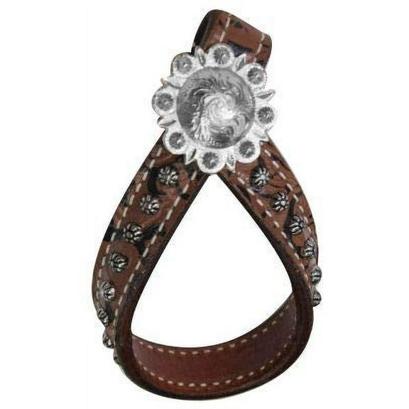 Brown Filigree Leather Tie Down Keeper