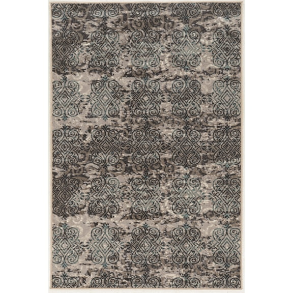 Linon Home Decor Vintage Area Rug or Runner Collection, Gray and Blue, 5' x 7.6'