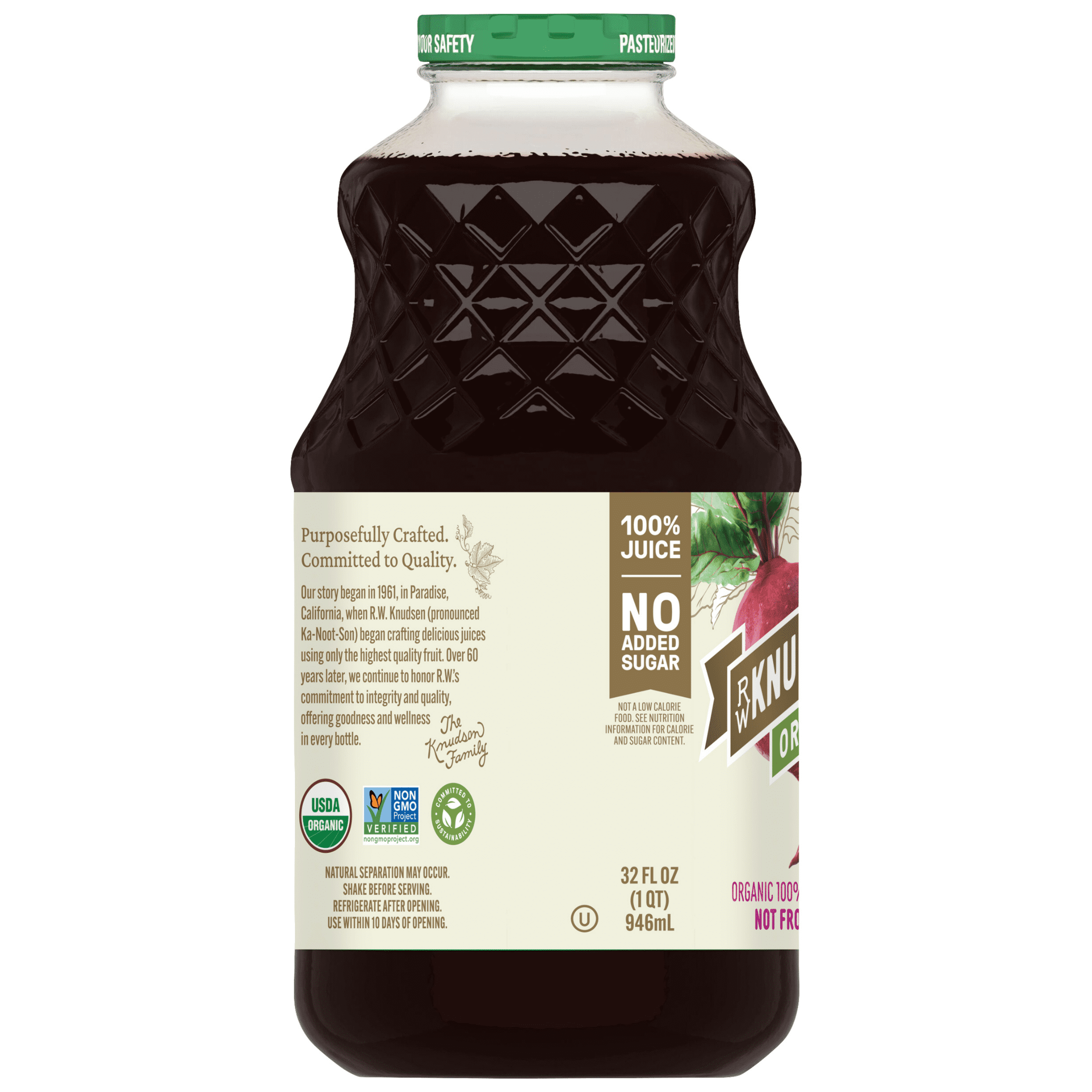 (2 pack) R.W. Knudsen Family Organic Beet Juice Blend, 32 oz, Glass Bottle, Shelf-Stable