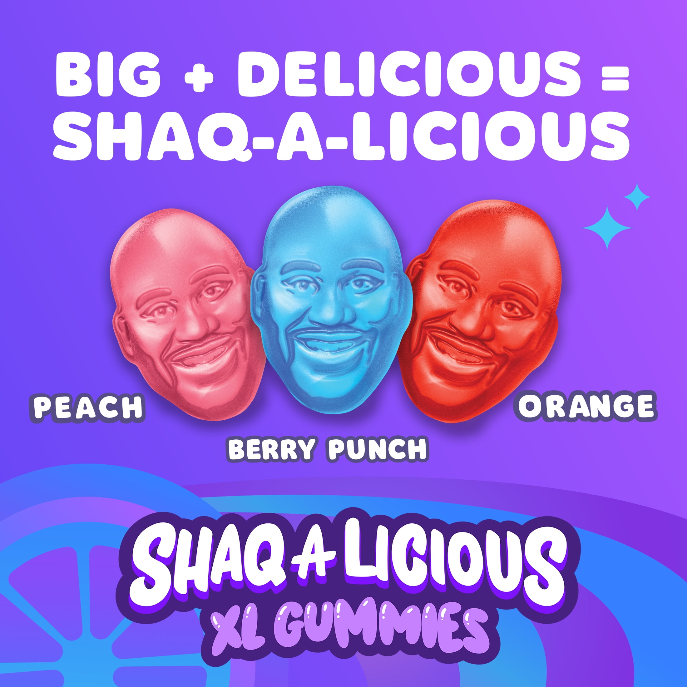 Shaq-A-Licious XL Gummies Original Flavor Chewy Gummy Candy, Bag 6.2 oz