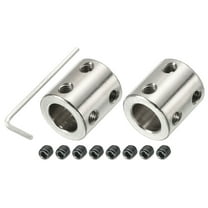 Uxcell Shaft Coupler Connector L22 x D20 12mm to 12mm Bore Stainless Steel Rigid Coupling w Screw,Wrench Silver 2Pack