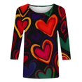 thumbnail image 4 of Outfmvch oversized tshirts for women workout tops for women Love Heart Grahic Valentines Day Shirts 3/4 Sleeve Pullover Blouse heart sweater for women Three Quarter Sleeve Valentines Tops Black 2XL, 4 of 4