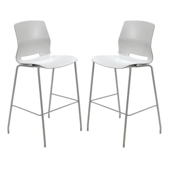 Home Square 30" Plastic Bar Stool in Light Gray - Set of 2