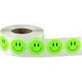 thumbnail image 2 of Fluorescent Green Happy Face Stickers | 0.75" Inch Round | 500 Pack, 2 of 5