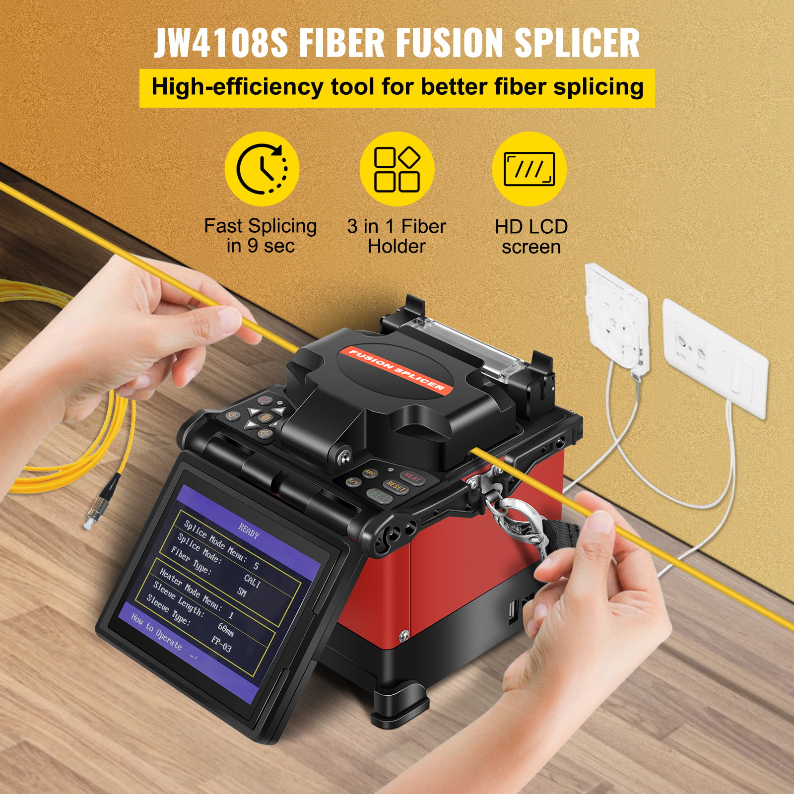 FL-115 Fiber Fusion Splicer Kits Fiber Optic Welding Splicing Machine Automatic 