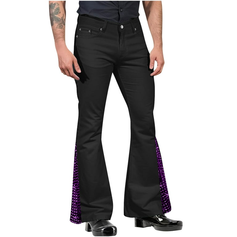 USNSM 70s Disco Pants for Men,Mens Bell Bottom Jeans Pants,60s 70s