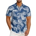 thumbnail image 1 of Styesk T-Shirts pour Homme Mode Décontractée Col Rabattu Impression Hawaïenne Manches Courtes Cardigan à Boutons, 1 of 5