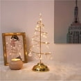 thumbnail image 3 of Small Prelit Christmas Tree Crystal Decoration Mini Multipurpose Slim Christmas Tree with LED Lights for Tabletop Ornament Gold, 3 of 9
