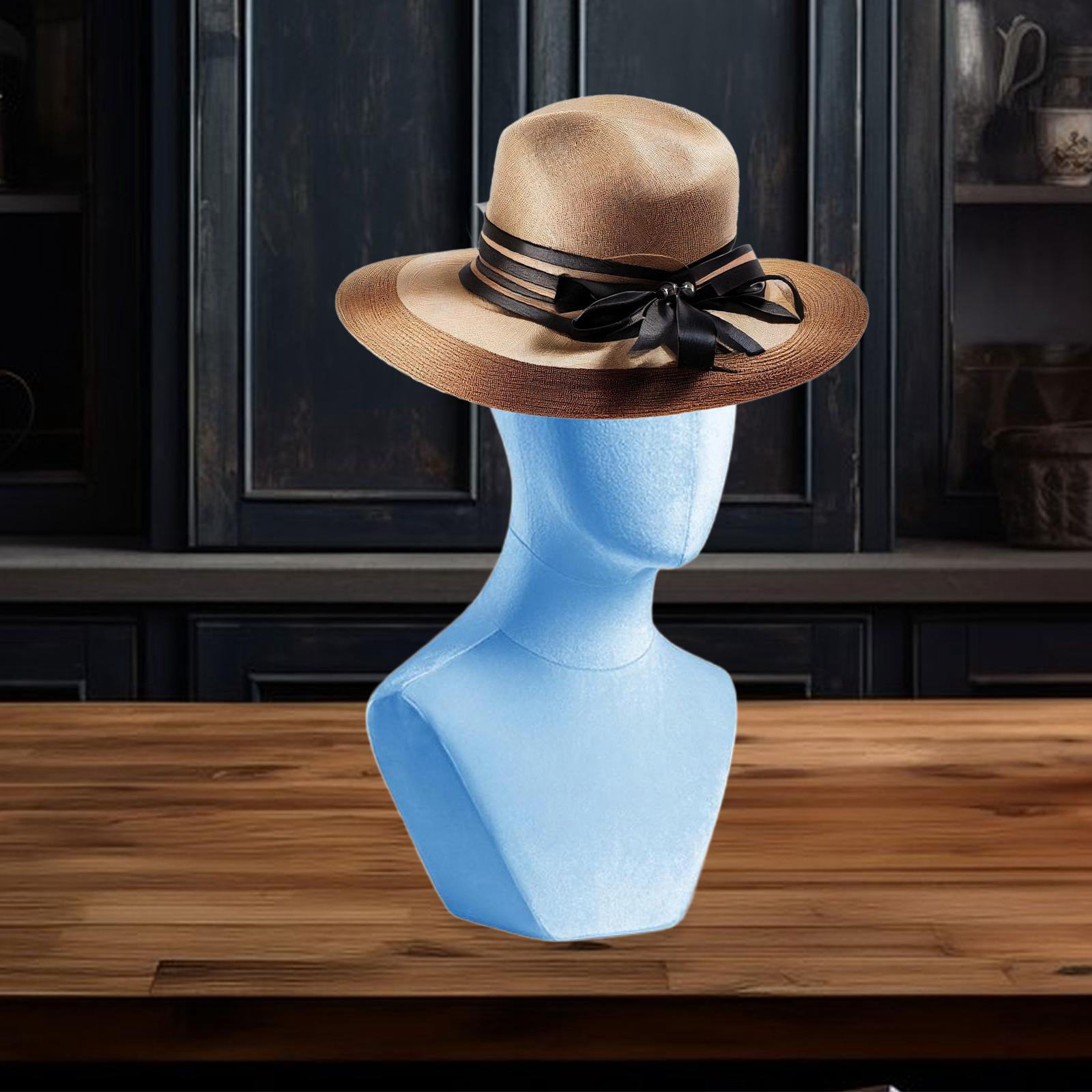 Serenable Mannequin Head Manikin Head Model Stable Base Professional Elegant Holder Hat Display Stand for Jewelry Hair Accessories Blue