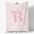 thumbnail image 6 of Coquette Pink Bow Throw Blanket, Personalized Initial Alphabet Fluffy Cozy Flannel Blanket, Monogrammed Gifts for Women, Unique Customized Blanket for Her Girls Christmas Birthday, 6 of 10
