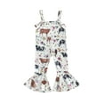 thumbnail image 2 of Kids Baby Girl Suspender Jumpsuit Casual Summer Bull Head Floral Print Rompers Flared Pants for Toddler, 2 of 10
