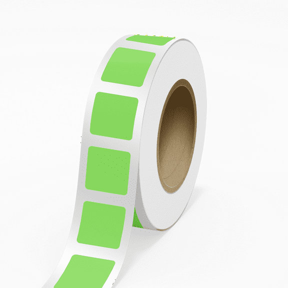 JAM Paper Standard Label Rolls, Square, 2 1/2 x 2 1/2, Neon Green, 125 Labels/Roll