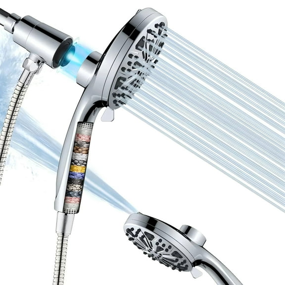 Handheld Showerhead High Pressure 10 Spray Modes Shower Head w/ Magnetic Docking Brackets