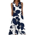 thumbnail image 3 of VBVC Women's Floral V-Neck Maxi Dress,Sleeveless Button Detail Flowy Dress For Women,Ladies Summer A-Line Beach Boho Sundress with Pockets,Navy,S-5XL, 3 of 6