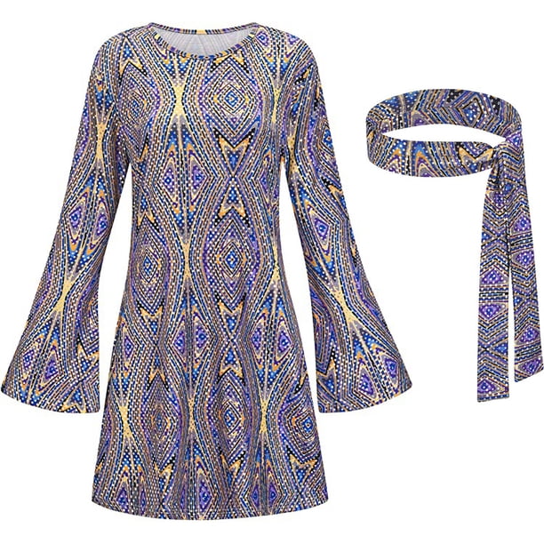 Disfraz De Cosplay De discoteca Hippie para mujer, vestido De falda, disfraz De Halloween, ropa De Fiesta De carnaval, 60s, 70s