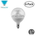 thumbnail image 1 of TriGlow T90277-6 5 - 40 watt Equivalent Dimmable LED G16 Globe Bulb, 3000K Soft White Color with 350 Lumens, E12 Candelabra Base, ETL Listed, Pack of 6, 1 of 1