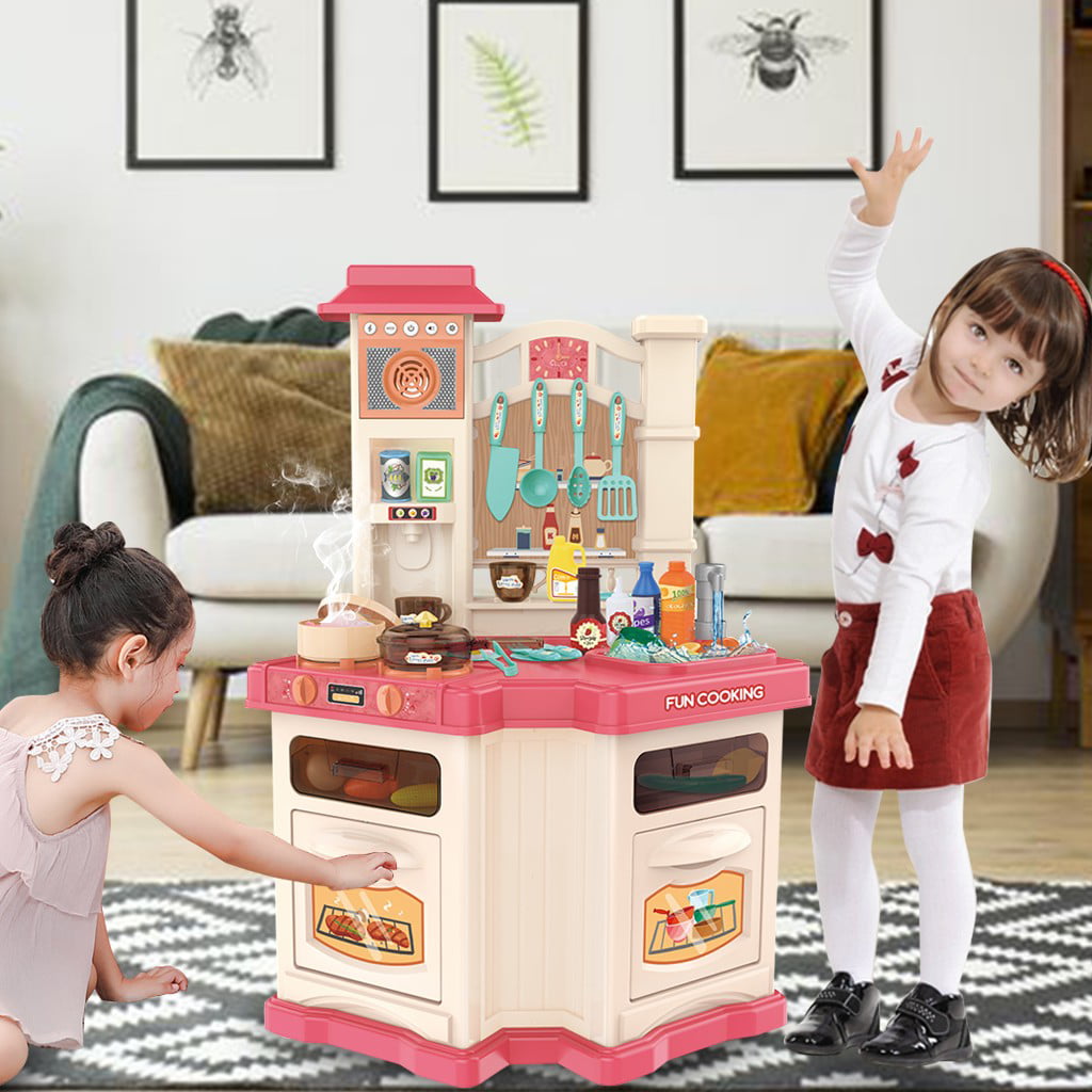 Role Play Kids Kitchen Playset With Real Cooking And Water Boiling Sounds-Boy 