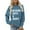 Blue, variant on Women Blouses Womens Petite Pullover Skater Hoodies for Women Ladies Sweatshirts Pullover No Hood Long Tunic Sweatshirt Knitted Sweater for Sleeve Jacket Three Quarter Zip Sweatshirt plus Khaki 2XL